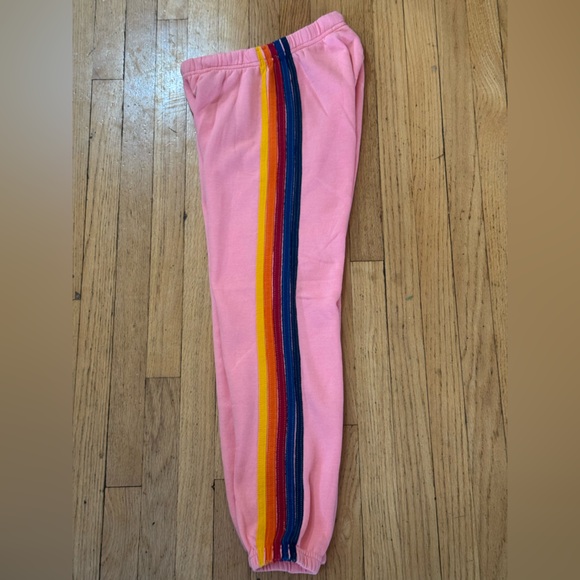 NWT AVIATOR NATION SWEAT SUIT SET HOODIE AND JOGGERS PINK 5 STRIPE - Picture 6 of 15